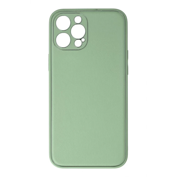 Newface Apple iPhone 12 Pro Kılıf Coco Deri Silikon Kapak - Açık Yeşil