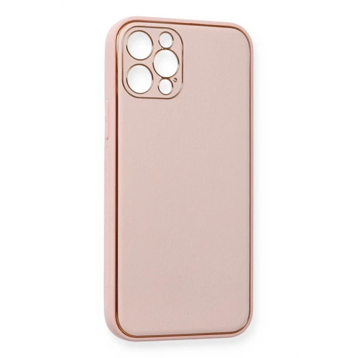 Newface Apple iPhone 12 Pro Kılıf Coco Deri Silikon Kapak - Pembe