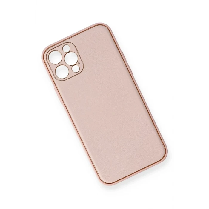 Newface Apple iPhone 12 Pro Kılıf Coco Deri Silikon Kapak - Pembe