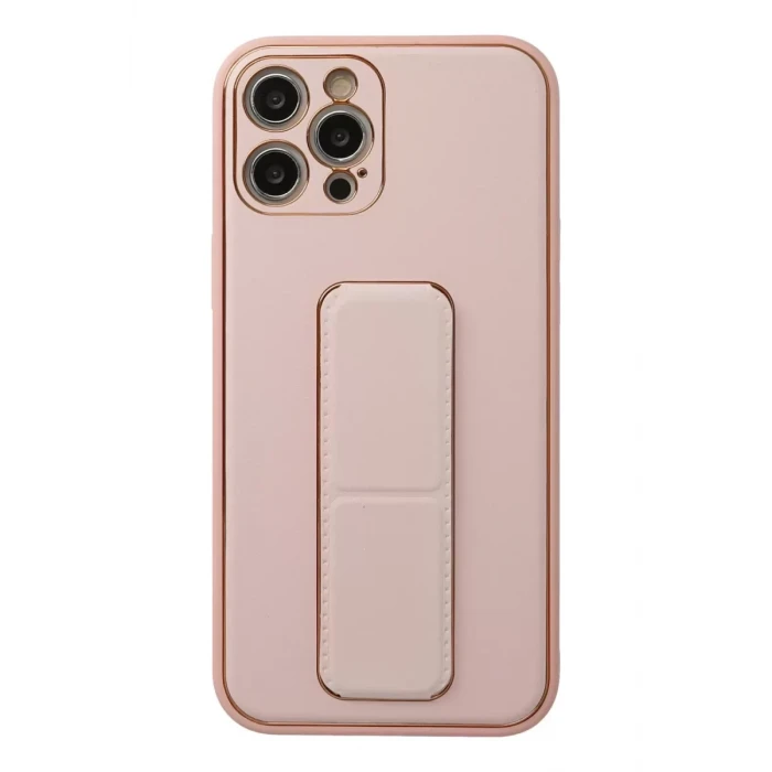 Newface Apple iPhone 12 Pro Kılıf Coco Deri Standlı Kapak - Pembe