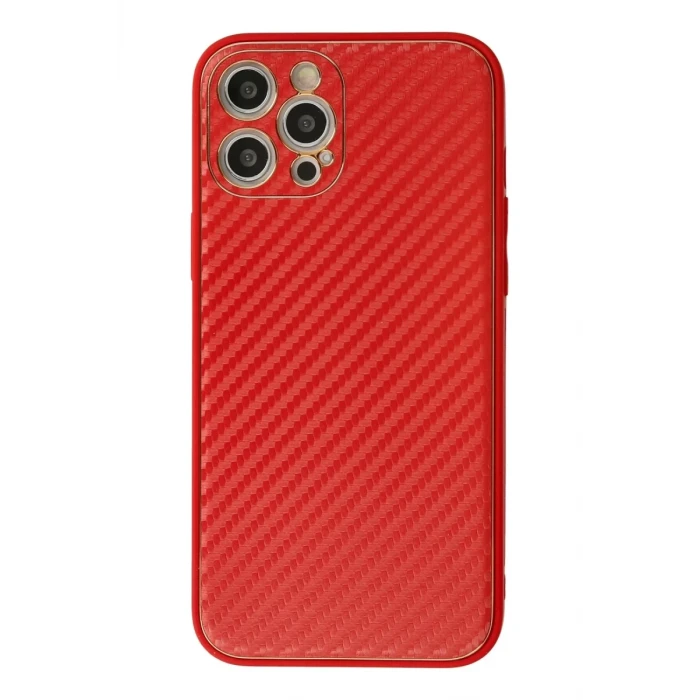 Newface Apple iPhone 12 Pro Kılıf Coco Karbon Silikon - Kırmızı