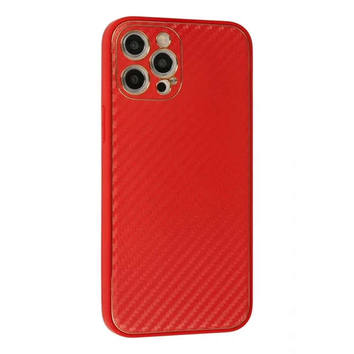 Newface Apple iPhone 12 Pro Kılıf Coco Karbon Silikon - Kırmızı