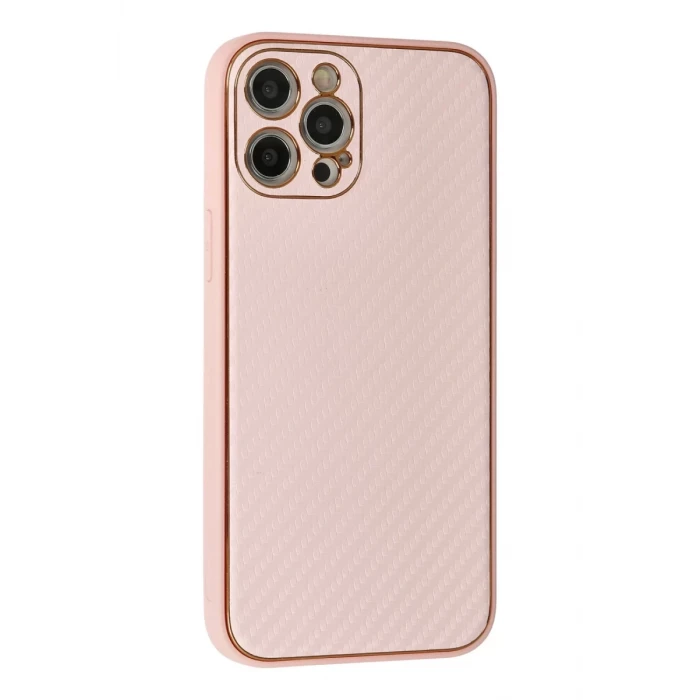 Newface Apple iPhone 12 Pro Kılıf Coco Karbon Silikon - Pembe