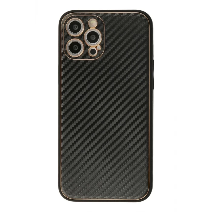 Newface Apple iPhone 12 Pro Kılıf Coco Karbon Silikon - Siyah