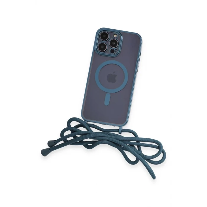 Newface Apple iPhone 12 Pro Kılıf Divo Lazer Askılı Magsafe Kapak - Sierra Blue