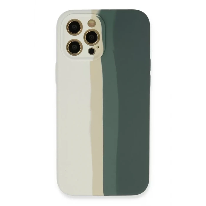 Newface Apple iPhone 12 Pro Kılıf Ebruli Lansman Silikon - Beyaz-Gri