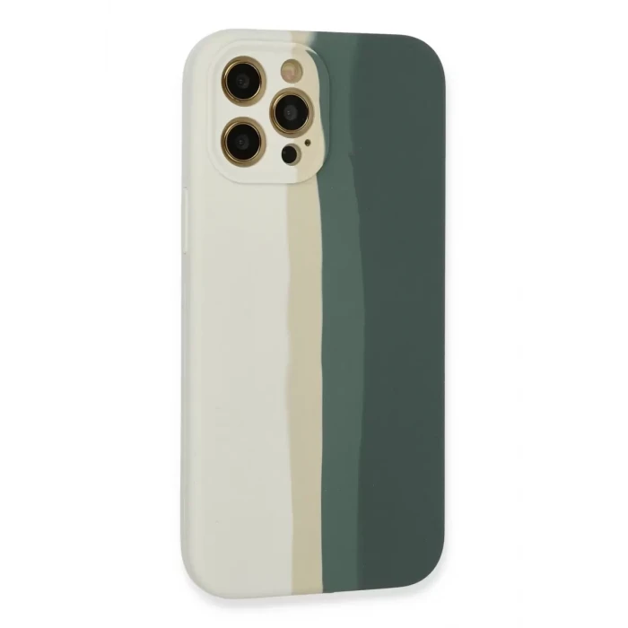 Newface Apple iPhone 12 Pro Kılıf Ebruli Lansman Silikon - Beyaz-Gri
