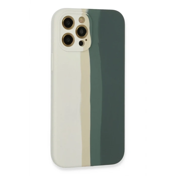 Newface Apple iPhone 12 Pro Kılıf Ebruli Lansman Silikon - Beyaz-Gri
