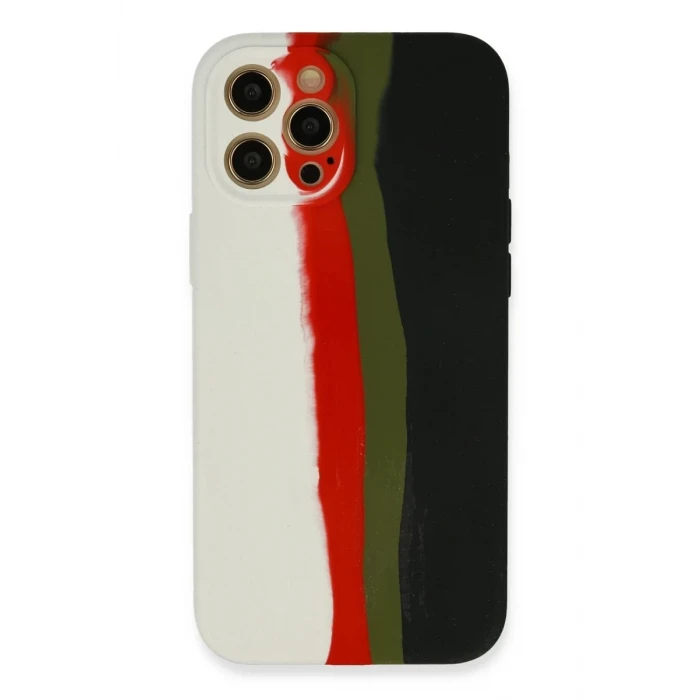 Newface Apple iPhone 12 Pro Kılıf Ebruli Lansman Silikon - Beyaz-Siyah