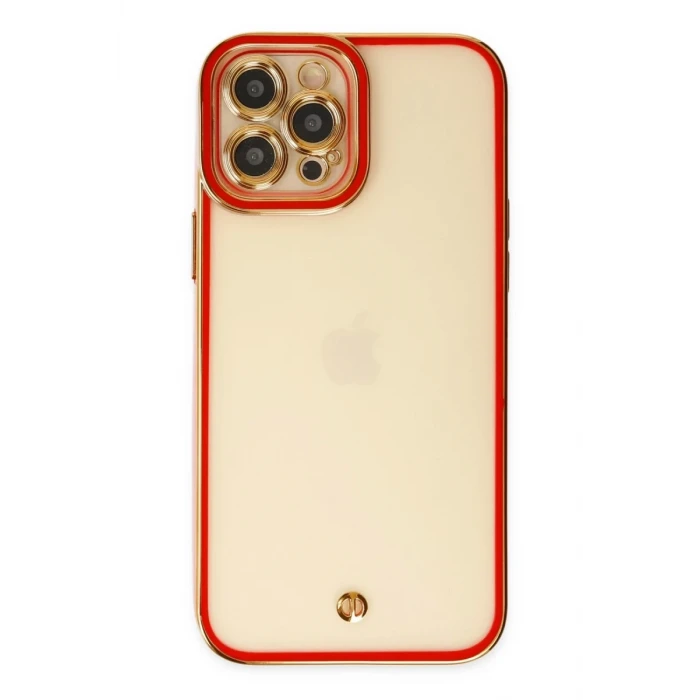 Newface Apple iPhone 12 Pro Kılıf Liva Lens Silikon - Kırmızı