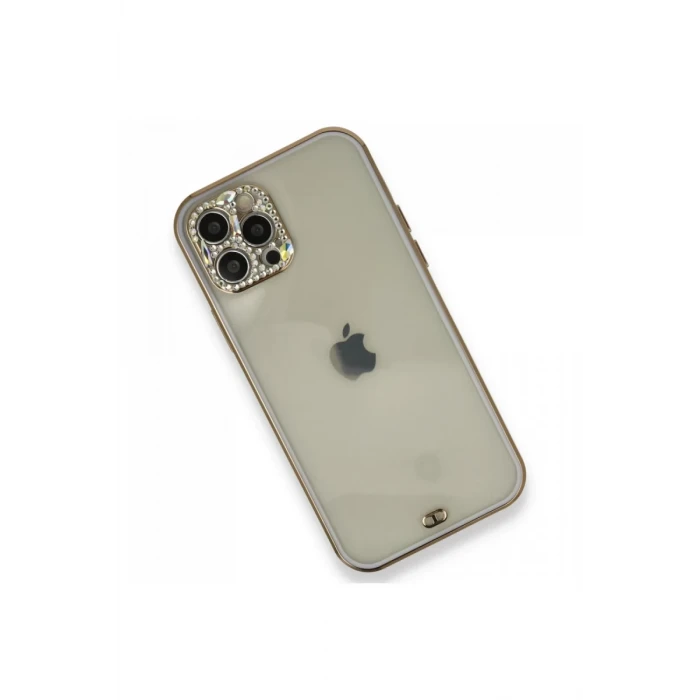 Newface Apple iPhone 12 Pro Kılıf Liva Taşlı Silikon - Mor