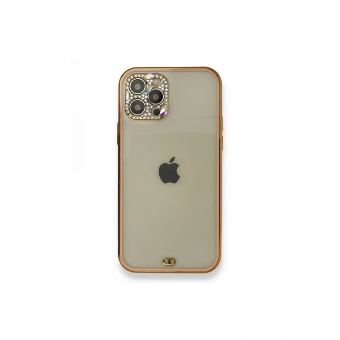 Newface Apple iPhone 12 Pro Kılıf Liva Taşlı Silikon - Pembe