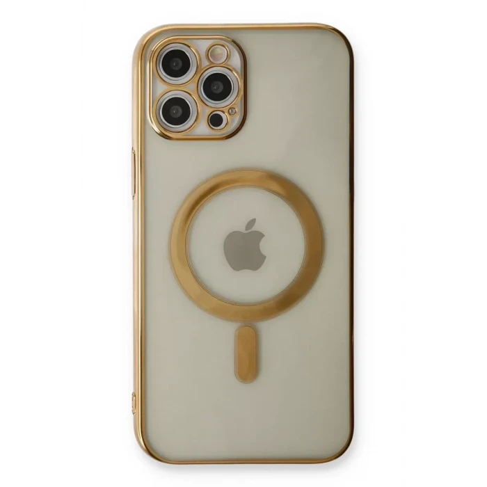Newface Apple iPhone 12 Pro Kılıf Magneticsafe Lazer Silikon - Gold