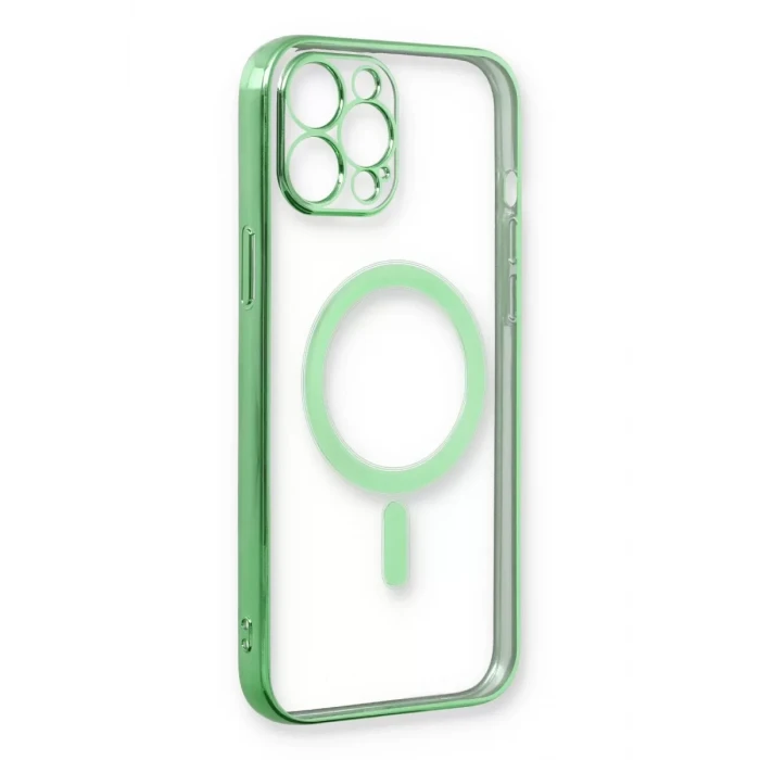 Newface Apple iPhone 12 Pro Kılıf Magneticsafe Lazer Silikon - Haki Yeşil