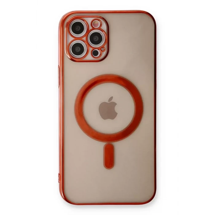Newface Apple iPhone 12 Pro Kılıf Magneticsafe Lazer Silikon - Kırmızı