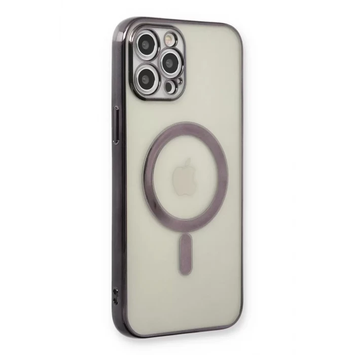 Newface Apple iPhone 12 Pro Kılıf Magneticsafe Lazer Silikon - Siyah