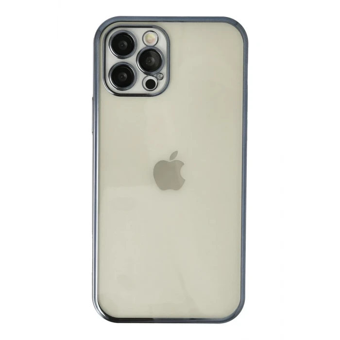 Newface Apple iPhone 12 Pro Kılıf Razer Lensli Silikon - Lacivert
