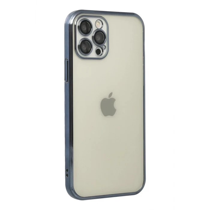 Newface Apple iPhone 12 Pro Kılıf Razer Lensli Silikon - Lacivert