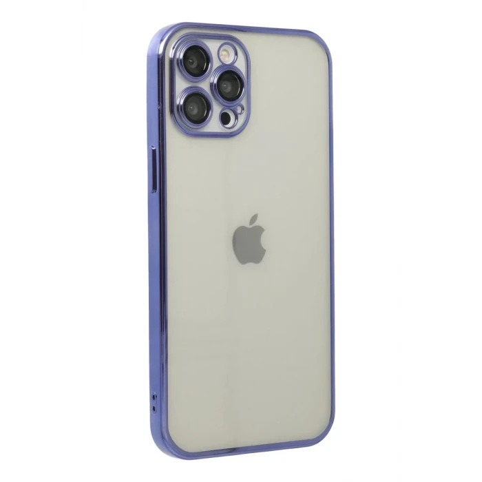 Newface Apple iPhone 12 Pro Kılıf Razer Lensli Silikon - Mor