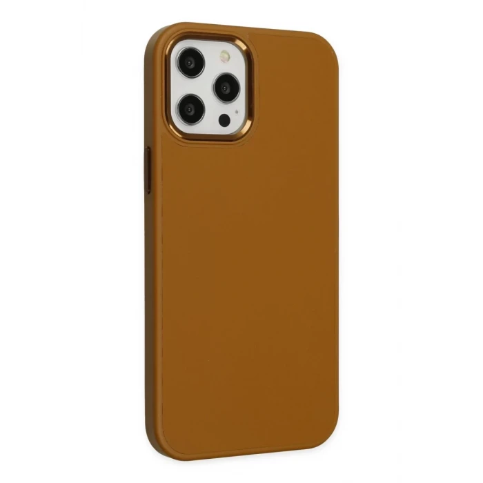 Newface Apple iPhone 12 Pro Max Kılıf Asya Deri Silikon - Kahverengi