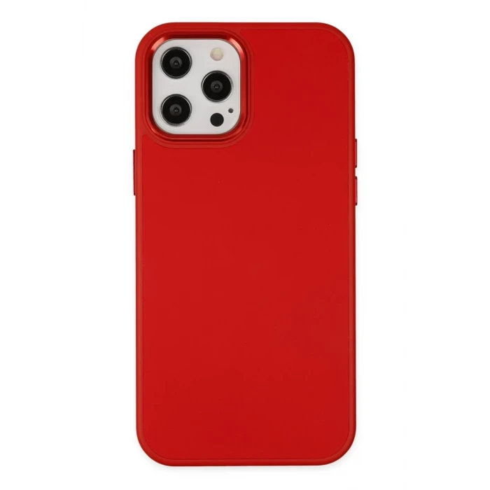 Newface Apple iPhone 12 Pro Max Kılıf Asya Deri Silikon - Kırmızı
