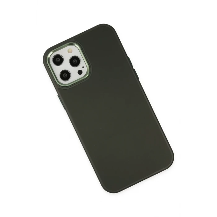Newface Apple iPhone 12 Pro Max Kılıf Asya Deri Silikon - Koyu Yeşil