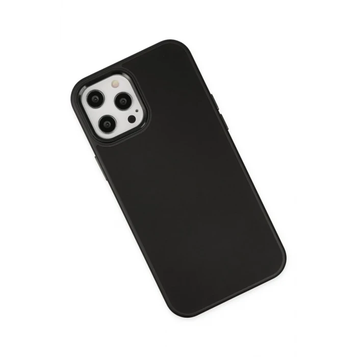 Newface Apple iPhone 12 Pro Max Kılıf Asya Deri Silikon - Siyah