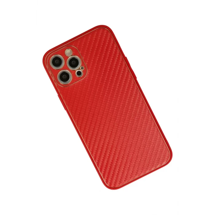Newface Apple iPhone 12 Pro Max Kılıf Coco Karbon Silikon - Kırmızı