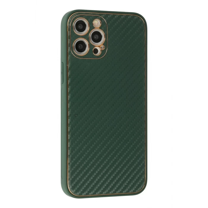 Newface Apple iPhone 12 Pro Max Kılıf Coco Karbon Silikon - Yeşil