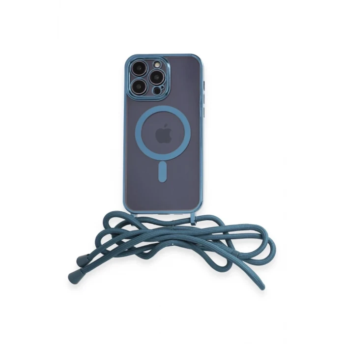 Newface Apple iPhone 12 Pro Max Kılıf Divo Lazer Askılı Magsafe Kapak - Sierra Blue