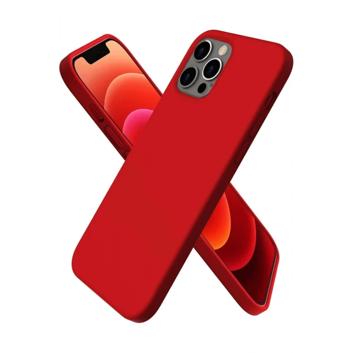Newface Apple iPhone 12 Pro Max Kılıf First Silikon - Koyu Kırmızı
