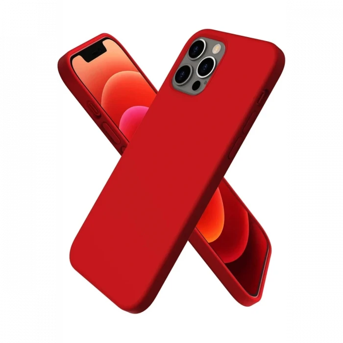 Newface Apple iPhone 12 Pro Max Kılıf First Silikon - Koyu Kırmızı