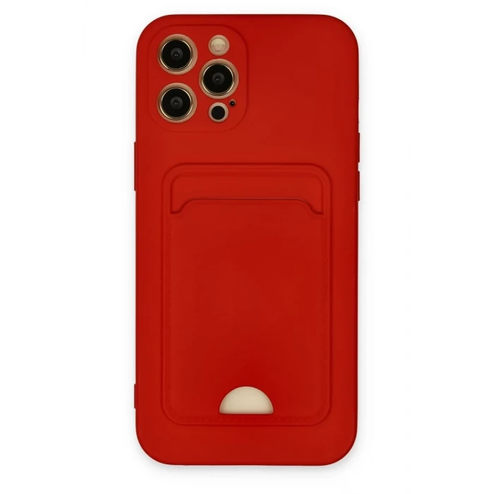 Newface Apple iPhone 12 Pro Max Kılıf Kelvin Kartvizitli Silikon - Kırmızı