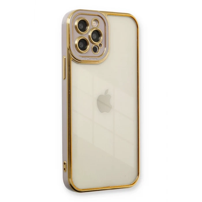 Newface Apple iPhone 12 Pro Max Kılıf Liva Lens Silikon - Lila