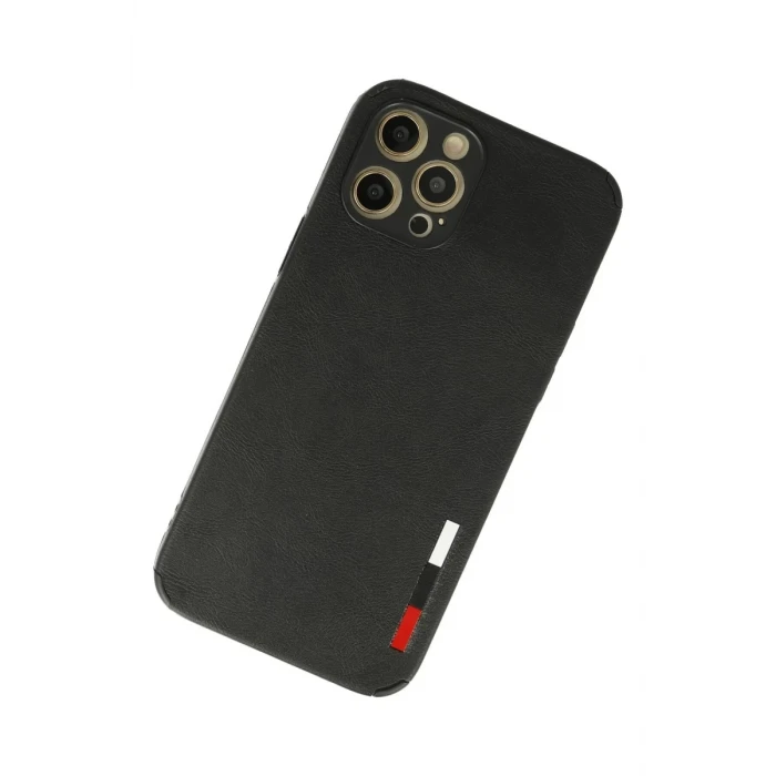 Newface Apple iPhone 12 Pro Max Kılıf Loop Deri Silikon - Siyah
