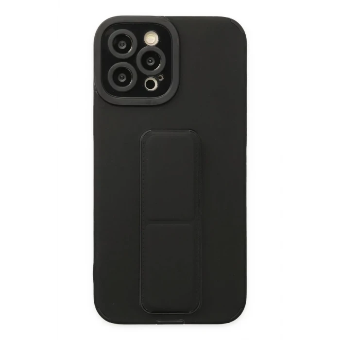 Newface Apple iPhone 12 Pro Max Kılıf Mega Standlı Silikon - Siyah