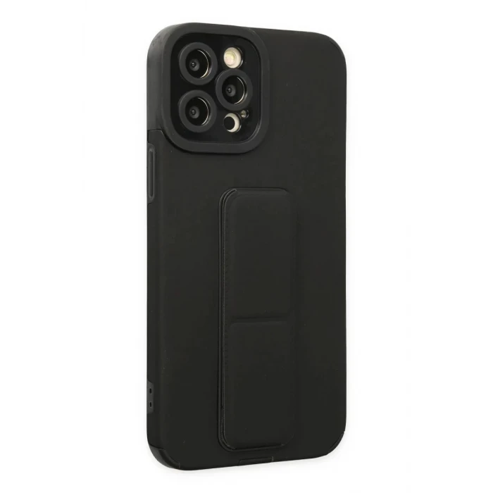 Newface Apple iPhone 12 Pro Max Kılıf Mega Standlı Silikon - Siyah