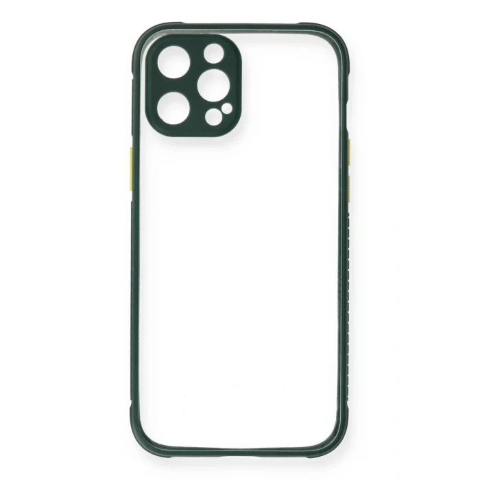 Newface Apple iPhone 12 Pro Max Kılıf Miami Şeffaf Silikon - Koyu Yeşil