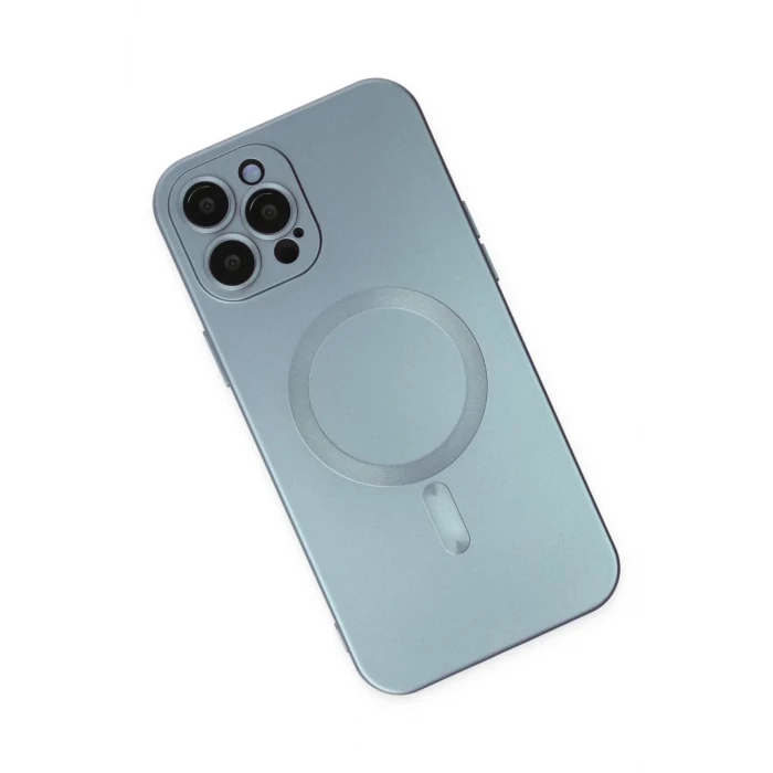 Newface Apple iPhone 12 Pro Max Kılıf Moshi Lens Magneticsafe Silikon - Sierra Blue