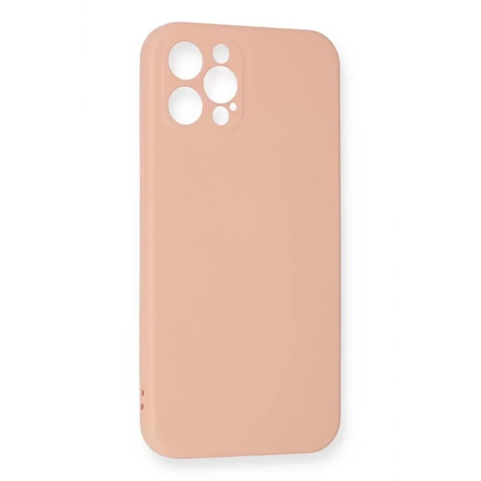 Newface Apple iPhone 12 Pro Max Kılıf Nano içi Kadife Silikon - Pudra