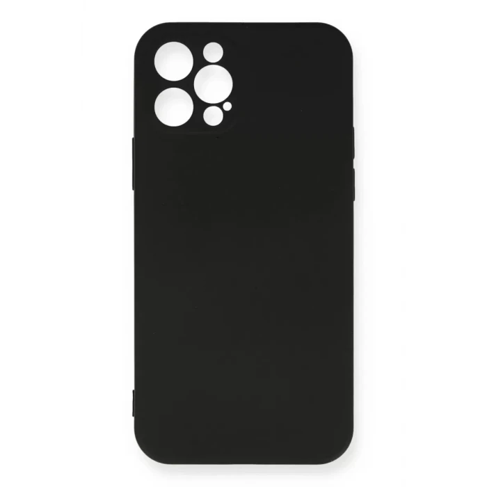 Newface Apple iPhone 12 Pro Max Kılıf Nano içi Kadife Silikon - Siyah