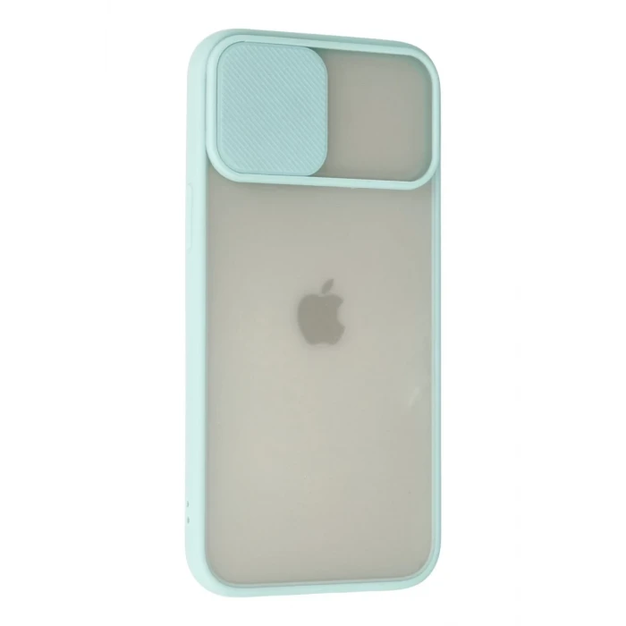 Newface Apple iPhone 12 Pro Max Kılıf Palm Buzlu Kamera Sürgülü Silikon - Turkuaz
