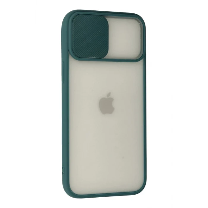Newface Apple iPhone 12 Pro Max Kılıf Palm Buzlu Kamera Sürgülü Silikon - Yeşil