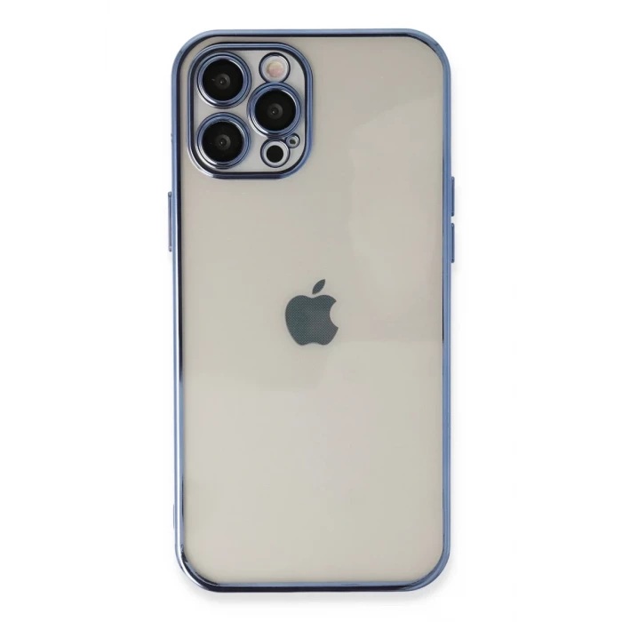 Newface Apple iPhone 12 Pro Max Kılıf Razer Lensli Silikon - Açık Mavi