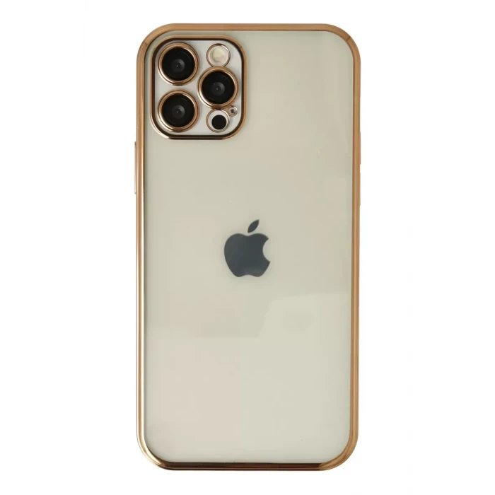 Newface Apple iPhone 12 Pro Max Kılıf Razer Lensli Silikon - Gold