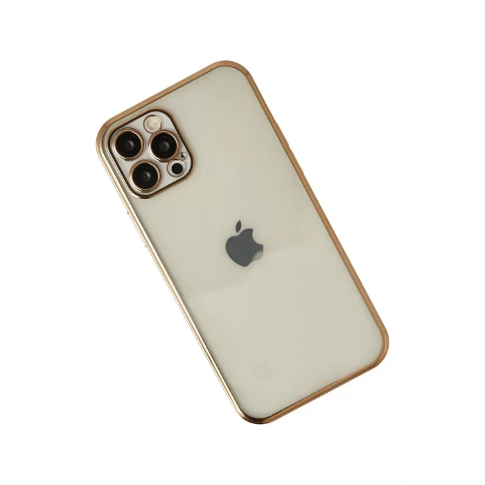 Newface Apple iPhone 12 Pro Max Kılıf Razer Lensli Silikon - Gold