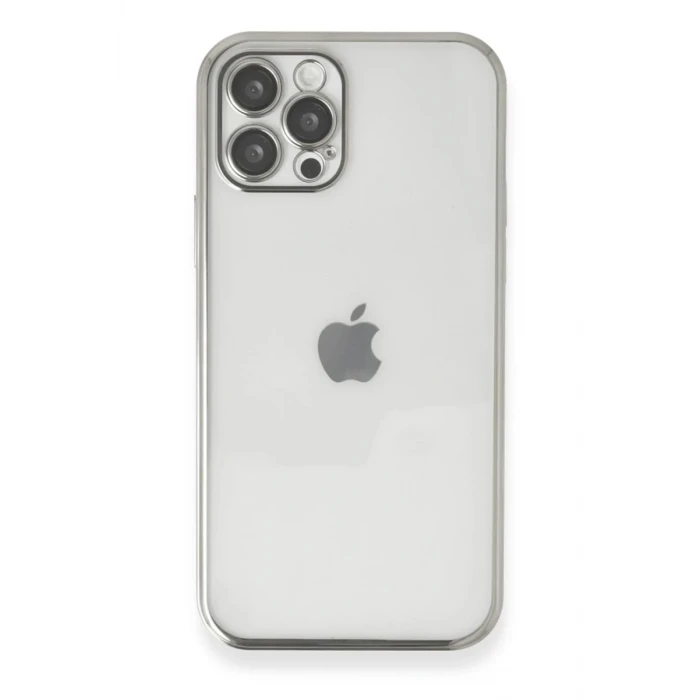 Newface Apple iPhone 12 Pro Max Kılıf Razer Lensli Silikon - Gümüş