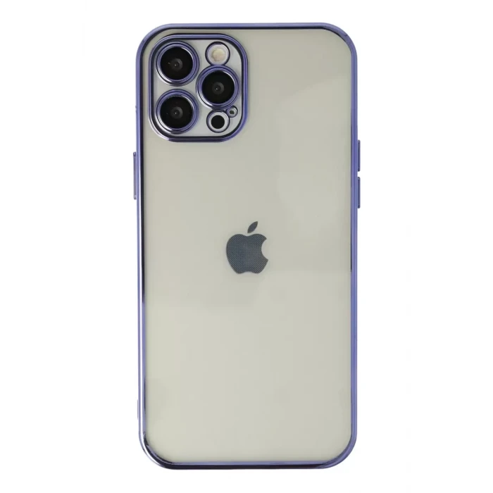 Newface Apple iPhone 12 Pro Max Kılıf Razer Lensli Silikon - Mor