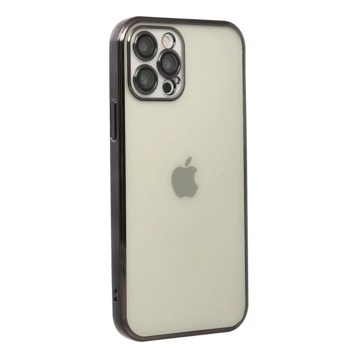 Newface Apple iPhone 12 Pro Max Kılıf Razer Lensli Silikon - Siyah