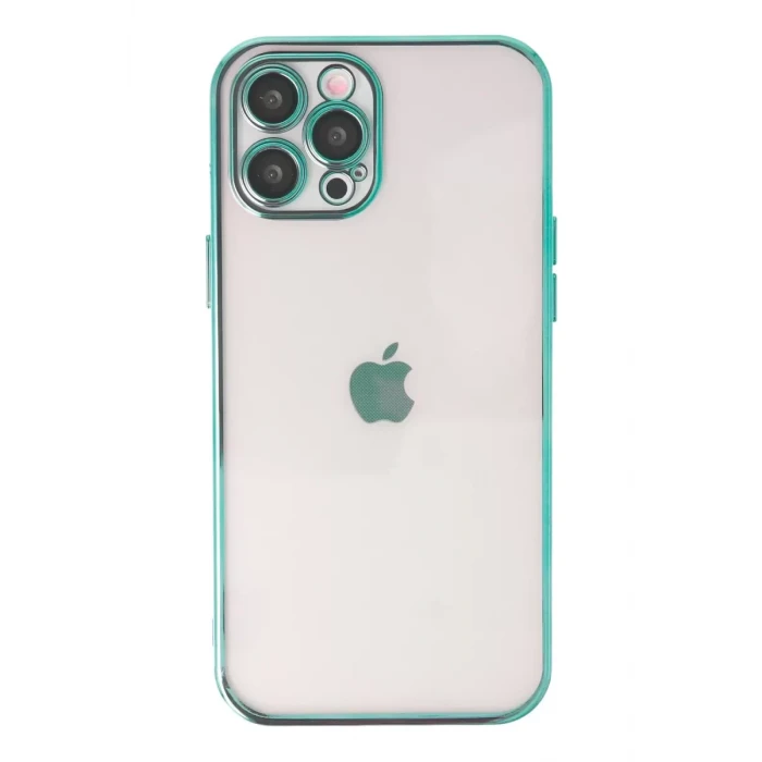 Newface Apple iPhone 12 Pro Max Kılıf Razer Lensli Silikon - Yeşil